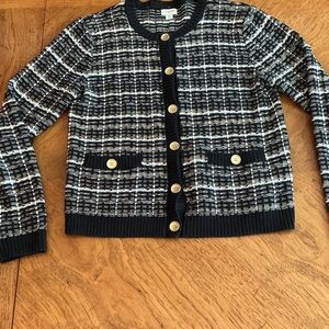 J. Crew Black and White Tweed Cardigan